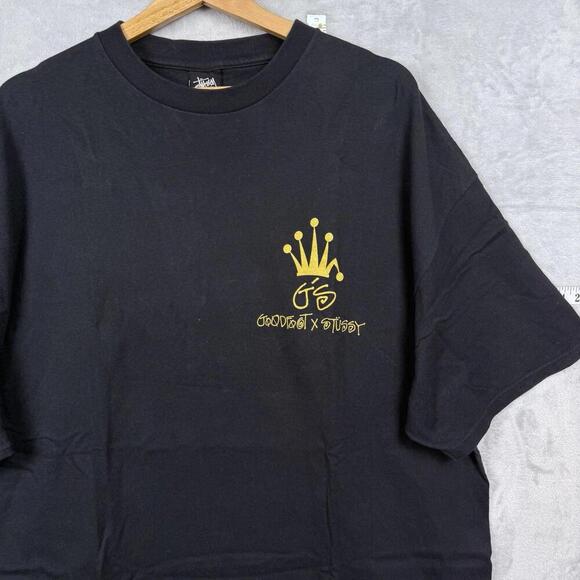 Stüssy x Goodfoot Collab T-Shirt Men Size XXL Black Crown Logo Rare Streetwear - Picture 1 of 6